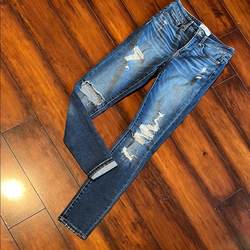 Distressed Blue Jeans
